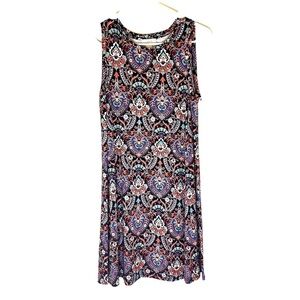 2/$30 Loft - Sleeveless Multicolor Paisley Print Mini Dress Black Blue XS